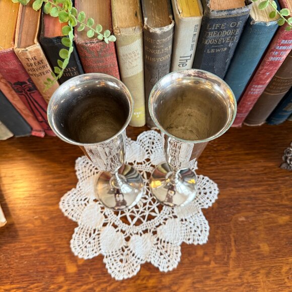 Vintage set of Silver Champagne Flutes - Picture 5 of 11